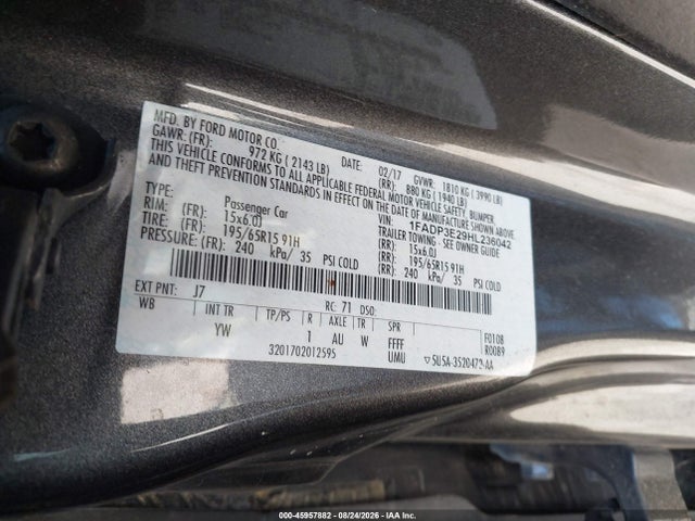 Ford FOCUS S 2017 1FADP3E29HL236042 Image 9