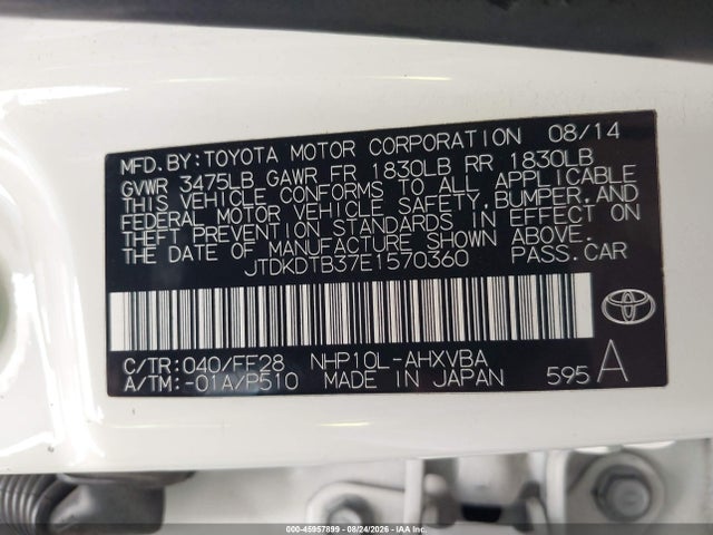 Toyota Prius C Two 2014 JTDKDTB37E1570360 Image 9