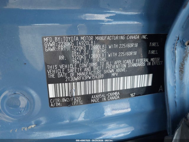2T3UWRFV3PW154389 Toyota Rav4 Hybrid Woodland Edition