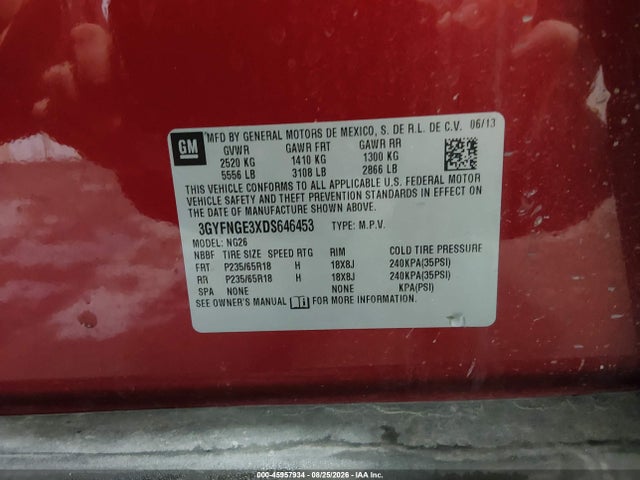 Продаж на аукціоні авто 2013 Cadillac Srx Luxury Collection, vin: 3GYFNGE3XDS646453, номер лоту: 45957934