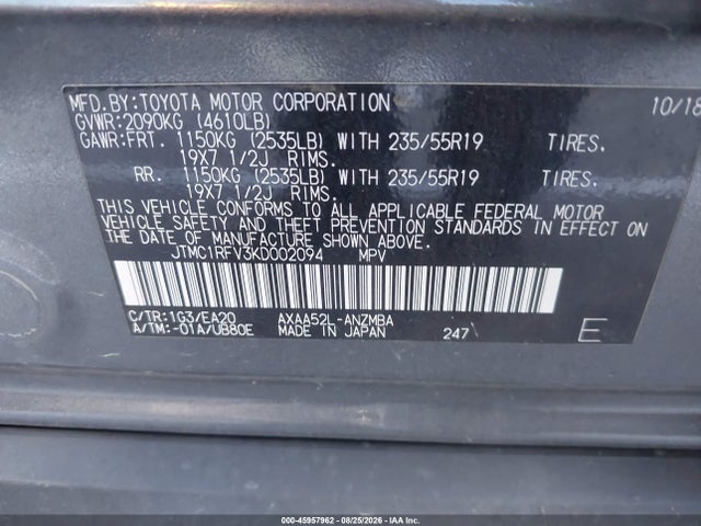 Toyota Rav4 Xle Premium 2019 JTMC1RFV3KD002094 Image 9