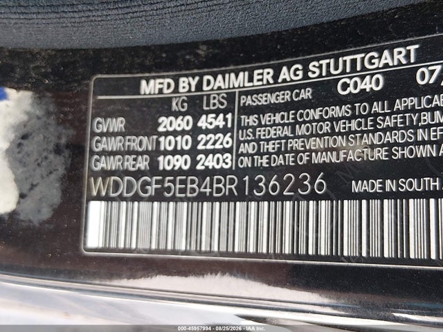 45957994 :رقم المزاد ، WDDGF5EB4BR136236 vin ، 2011 Mercedes-benz C 300 Sport مزاد بيع