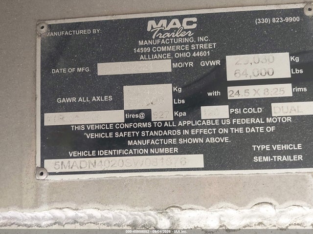 Mac Trailer Mfg 40' End Dump 2025 5MADN4020SW081876 Image 8