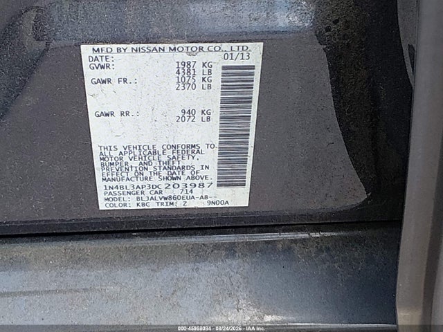 Продаж на аукціоні авто 2013 Nissan Altima 3.5 Sl, vin: 1N4BL3AP3DC203987, номер лоту: 45958084