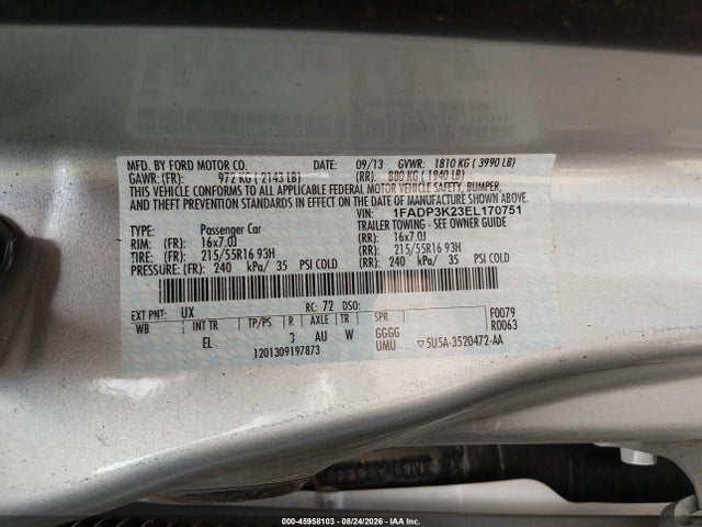 1FADP3K23EL170751 Ford FOCUS SE