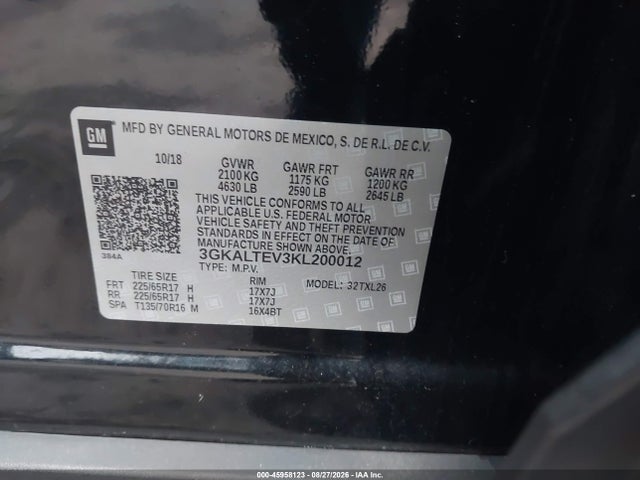 Aukcja sprzedaży 2019 Gmc Terrain Sle, vin: 3GKALTEV3KL200012, numer aukcji: 45958123