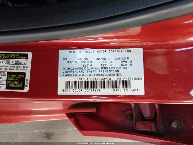 Aukcja sprzedaży 2010 Mazda Mazda3 S Sport, vin: JM1BL1H58A1300970, numer aukcji: 45958129