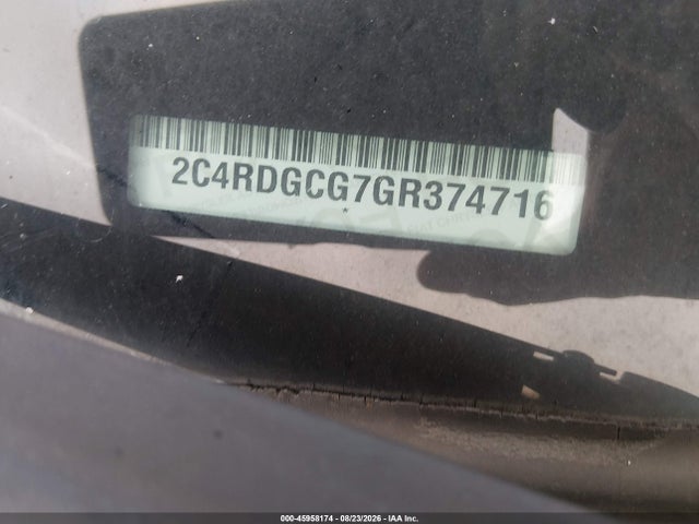 2016 Dodge Grand Caravan Sxt მანქანა იყიდება აუქციონზე, vin: 2C4RDGCG7GR374716, აუქციონის ნომერი: 45958174