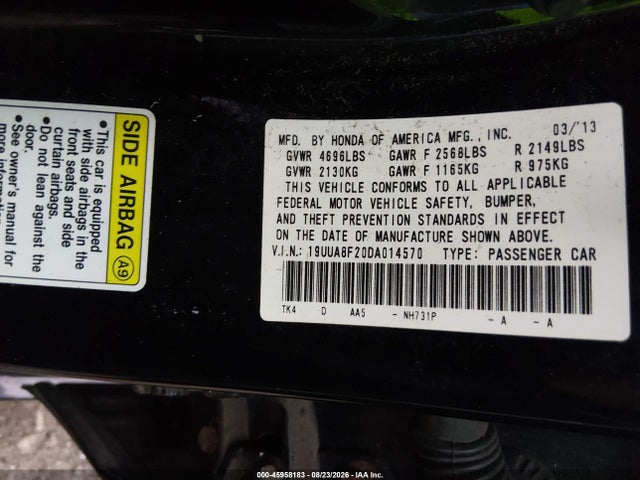 Продаж на аукціоні авто 2013 Acura Tl 3.5, vin: 19UUA8F20DA014570, номер лоту: 45958183