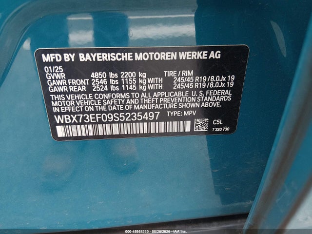 45958230 :رقم المزاد ، WBX73EF09S5235497 vin ، 2025 Bmw X1 Xdrive28i مزاد بيع