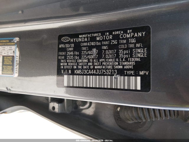 Продаж на аукціоні авто 2018 Hyundai Tucson Sel, vin: KM8J3CA44JU753213, номер лоту: 45958300