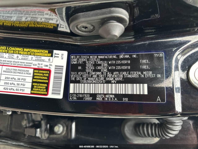 2021 Toyota Highlander Le მანქანა იყიდება აუქციონზე, vin: 5TDBZRBH3MS525417, აუქციონის ნომერი: 45958350