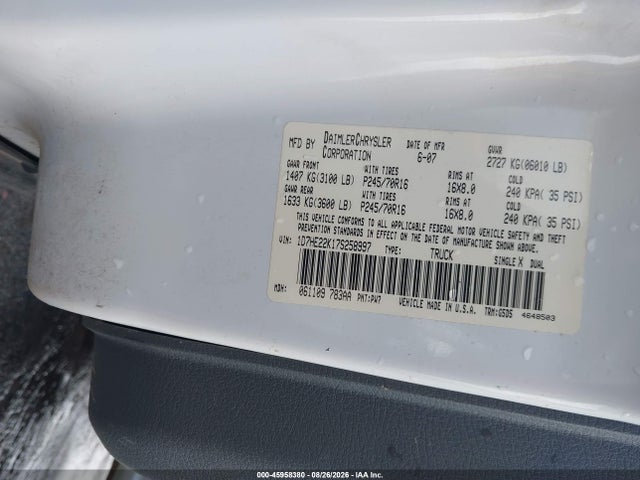 Aukcja sprzedaży 2007 Dodge Dakota St, vin: 1D7HE22K17S258997, numer aukcji: 45958380