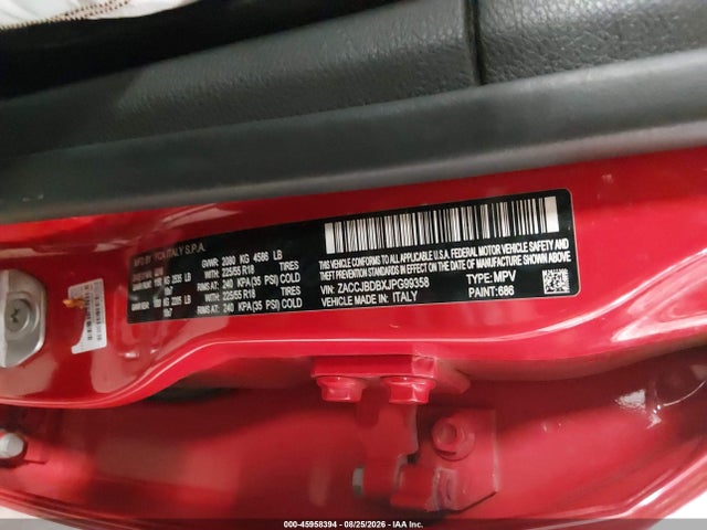 2018 Jeep Renegade Limited 4x4 მანქანა იყიდება აუქციონზე, vin: ZACCJBDBXJPG99358, აუქციონის ნომერი: 45958394