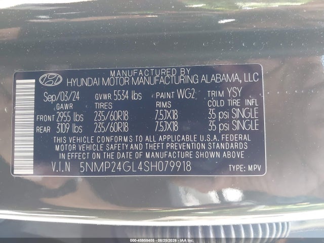 Hyundai Santa Fe Sel 2025 5NMP24GL4SH079918 Image 9