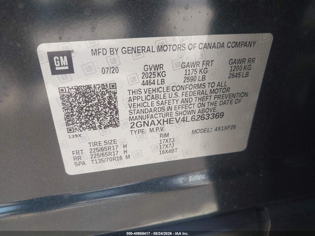2GNAXHEV4L6263369 Chevrolet Equinox Fwd Ls