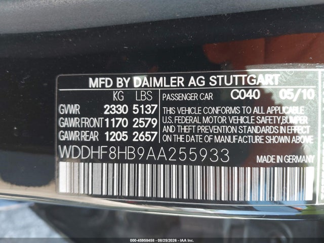Продажа на аукционе авто 2010 Mercedes-benz E 350 4matic, vin: WDDHF8HB9AA255933, номер лота: 45958458