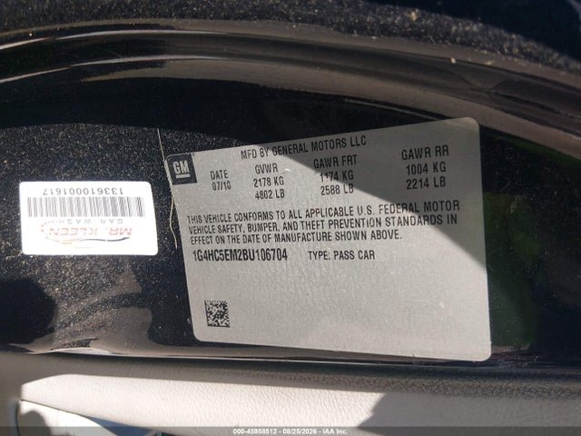 Продаж на аукціоні авто 2011 Buick Lucerne Cxl, vin: 1G4HC5EM2BU106704, номер лоту: 45958512