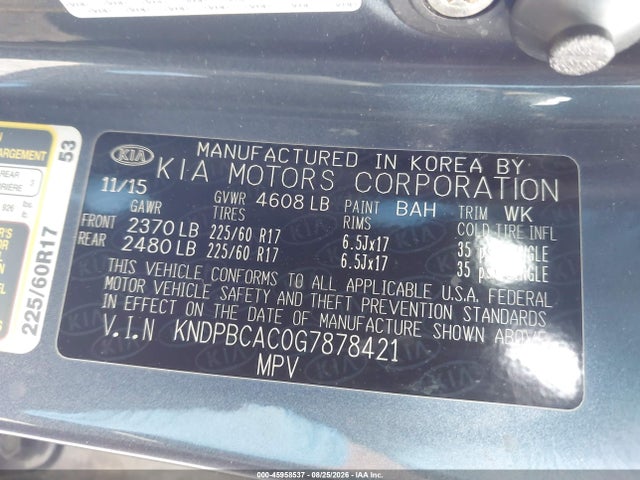 Продаж на аукціоні авто 2016 Kia Sportage Lx, vin: KNDPBCAC0G7878421, номер лоту: 45958537