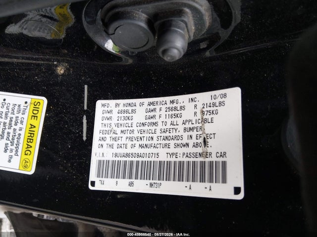 Aukcja sprzedaży 2009 Acura Tl 3.5, vin: 19UUA86509A010715, numer aukcji: 45958540