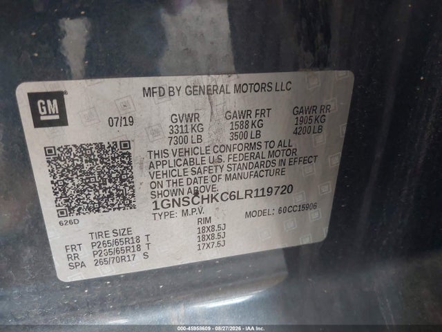2020 Chevrolet Suburban 2wd Lt მანქანა იყიდება აუქციონზე, vin: 1GNSCHKC6LR119720, აუქციონის ნომერი: 45958609