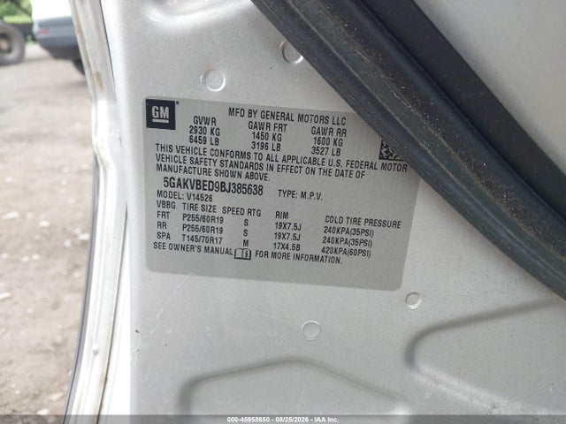 45958650 :رقم المزاد ، 5GAKVBED9BJ385638 vin ، 2011 Buick Enclave 1xl مزاد بيع