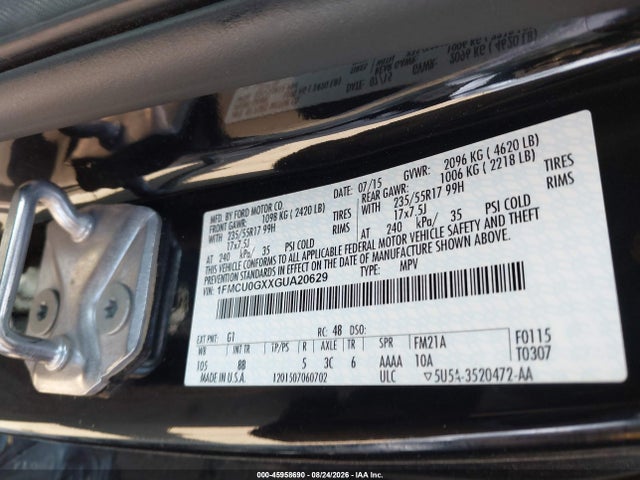 1FMCU0GXXGUA20629 Ford ESCAPE SE