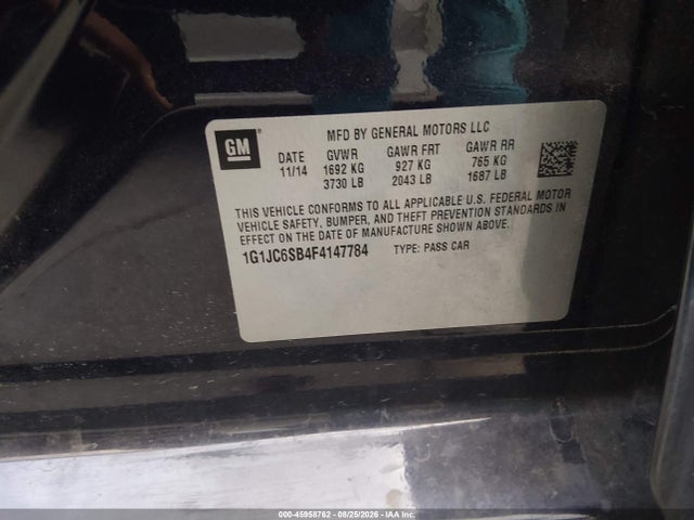 Chevrolet Sonic Lt Auto 2015 1G1JC6SB4F4147784 Image 9
