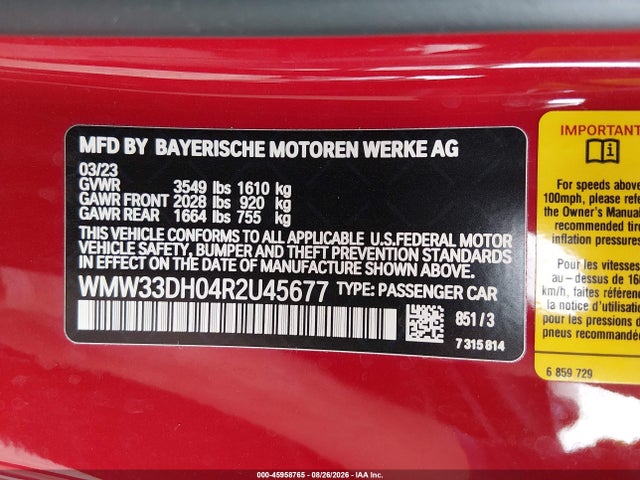 45958765 :رقم المزاد ، WMW33DH04R2U45677 vin ، 2024 Mini Hardtop Cooper مزاد بيع