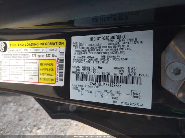 Продажа на аукционе авто 2019 Ford Fusion Hybrid Se, vin: 3FA6P0LU6KR182283, номер лота: 45958769
