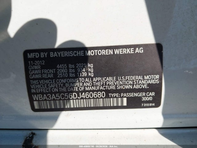 2013 Bmw 328i მანქანა იყიდება აუქციონზე, vin: WBA3A5C56DJ460680, აუქციონის ნომერი: 45958799