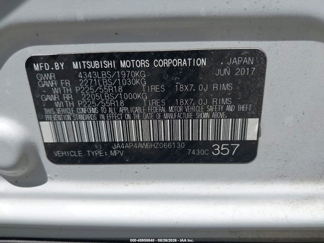 Aukcja sprzedaży 2017 Mitsubishi Outlander Sport 2.4 Sel, vin: JA4AP4AW6HZ066130, numer aukcji: 45958848