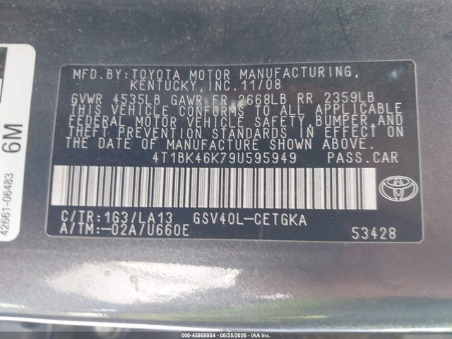 Продаж на аукціоні авто 2009 Toyota Camry Xle V6, vin: 4T1BK46K79U595949, номер лоту: 45958854