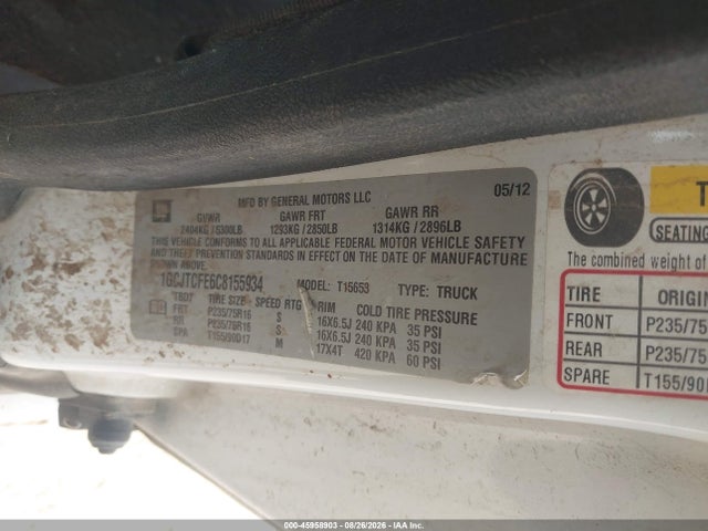 Продажа на аукционе авто 2012 Chevrolet Colorado Lt W/1lt, vin: 1GCJTCFE6C8155934, номер лота: 45958903