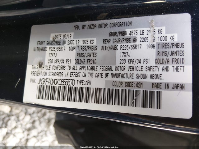 JM3KFACM0K0655670 Mazda Cx-5 Touring