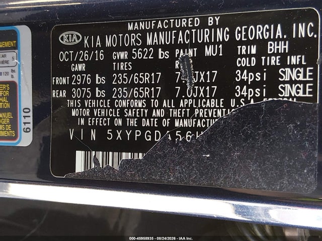 KIA Sorento 3.3l Lx 2017 5XYPGDA56HG276779 Image 9