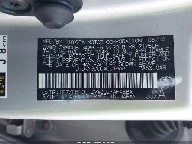2010 Toyota Prius Ii მანქანა იყიდება აუქციონზე, vin: JTDKN3DU0A0219681, აუქციონის ნომერი: 45958964