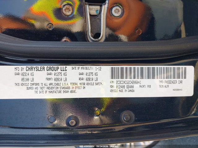 45958984 :رقم المزاد ، 2C3CCACG2CH206041 vin ، 2012 Chrysler 300 Limited مزاد بيع