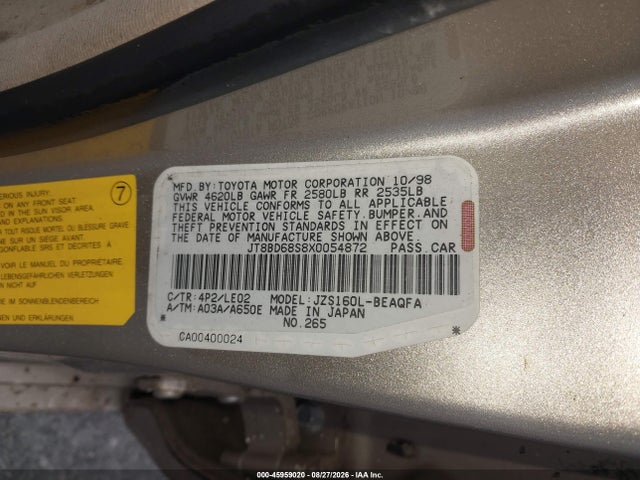 Продажа на аукционе авто 1999 Lexus Gs 300, vin: JT8BD68S8X0054872, номер лота: 45959020