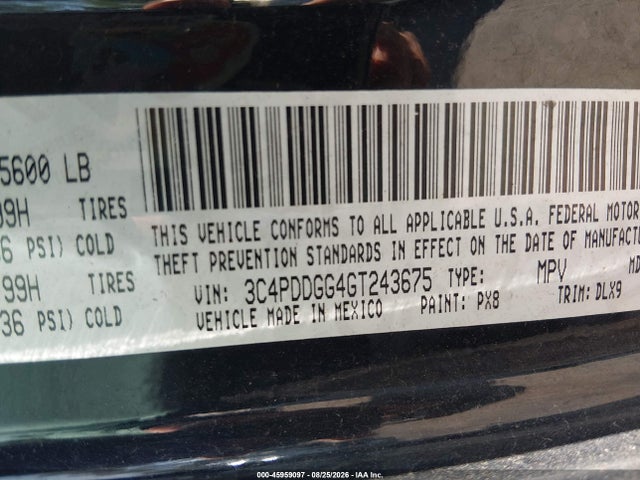 Продажа на аукционе авто 2016 Dodge Journey Crossroad Plus, vin: 3C4PDDGG4GT243675, номер лота: 45959097