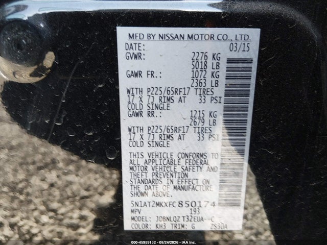 5N1AT2MKXFC850174 Nissan ROGUE SV