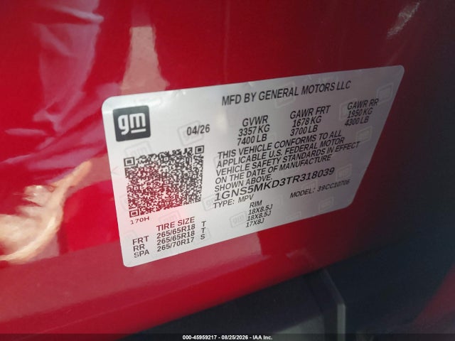 Chevrolet Tahoe Ls 2026 1GNS5MKD3TR318039 Image 9
