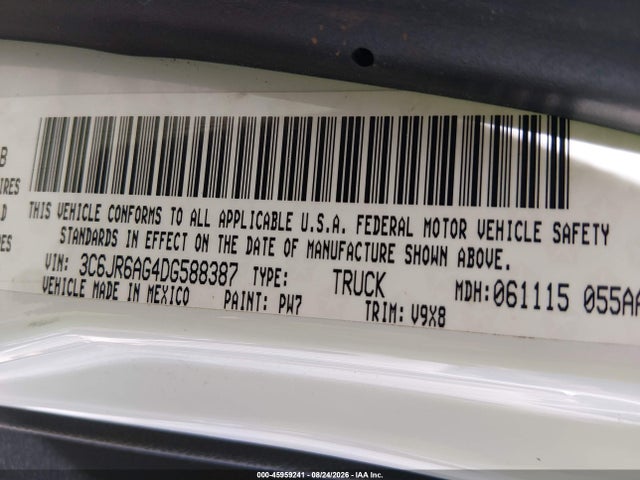 45959241 :رقم المزاد ، 3C6JR6AG4DG588387 vin ، 2013 Ram 1500 Tradesman مزاد بيع