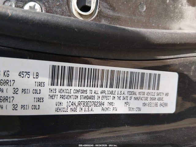 Продажа на аукционе авто 2014 Jeep Patriot Latitude, vin: 1C4NJRFB3ED762304, номер лота: 45959245