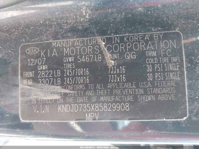 Продажа на аукционе авто 2008 Kia Sorento Lx, vin: KNDJD735X85829908, номер лота: 45959273