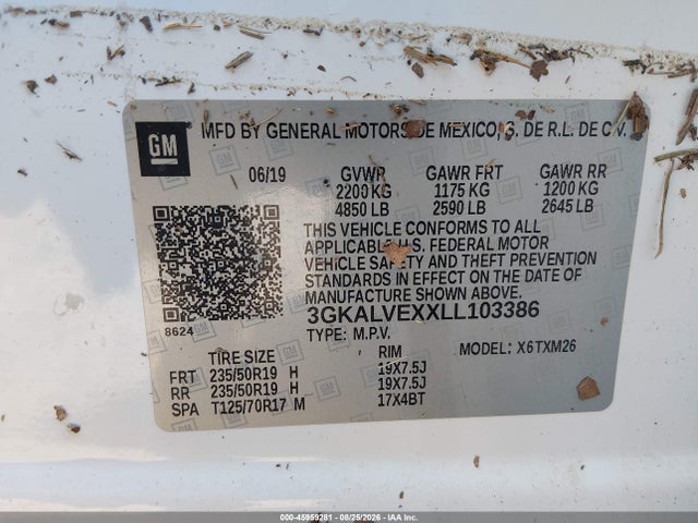 45959281 :رقم المزاد ، 3GKALVEXXLL103386 vin ، 2020 Gmc Terrain Awd Slt مزاد بيع
