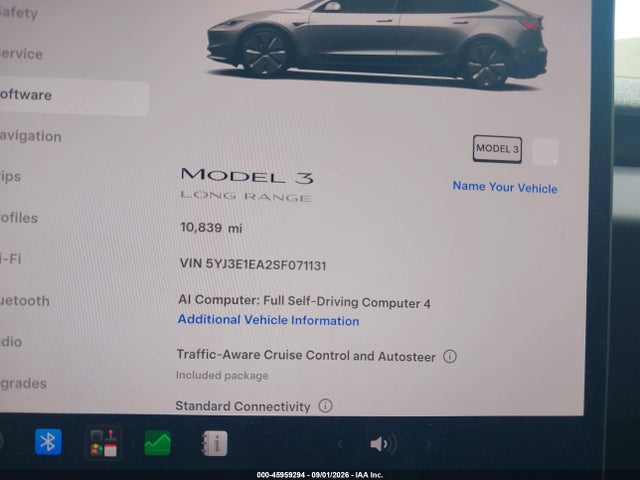 5YJ3E1EA2SF071131 Tesla Model 3 Long Range Rear-wheel Drive/standard Rear-wheel Drive