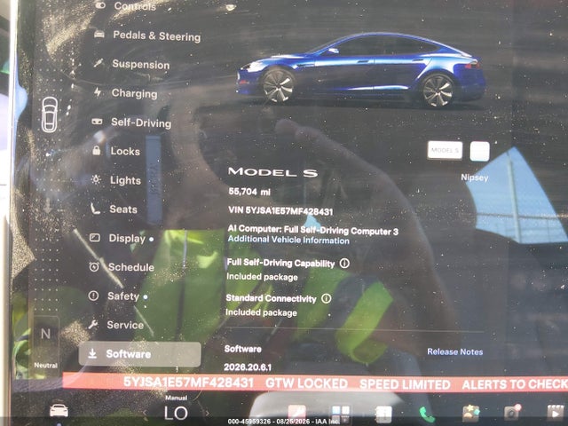 45959326 :رقم المزاد ، 5YJSA1E57MF428431 vin ، 2021 Tesla Model S Long Range Dual Motor All-wheel Drive مزاد بيع