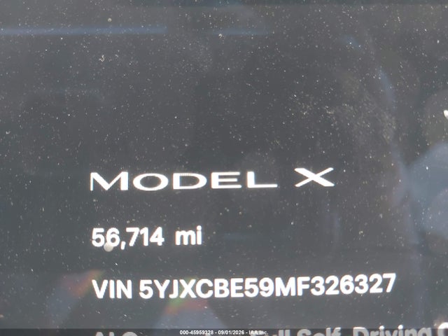 Aukcja sprzedaży 2021 Tesla Model X Long Range Dual Motor All-wheel Drive, vin: 5YJXCBE59MF326327, numer aukcji: 45959328
