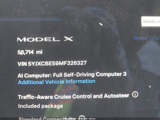 Aukcja sprzedaży 2021 Tesla Model X Long Range Dual Motor All-wheel Drive, vin: 5YJXCBE59MF326327, numer aukcji: 45959328